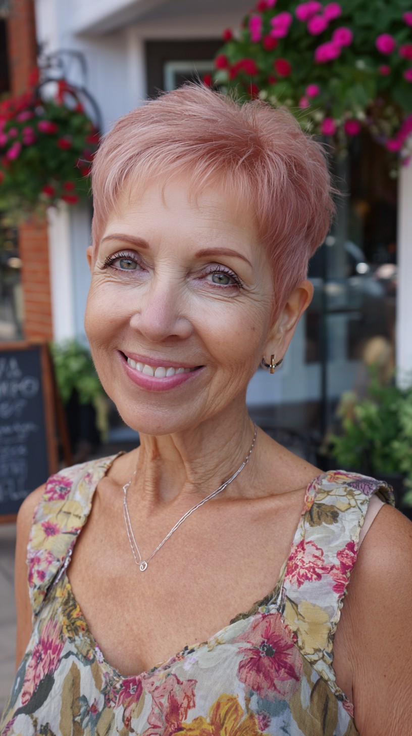 Blush Rose Feathered Pixie with Tapered Nape