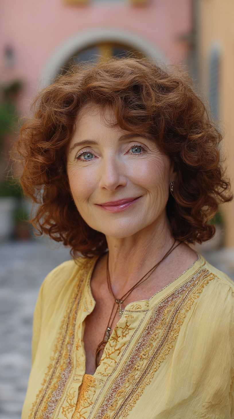 Bouncy Chin-to-Shoulder Curly Layers with Lifted Crown