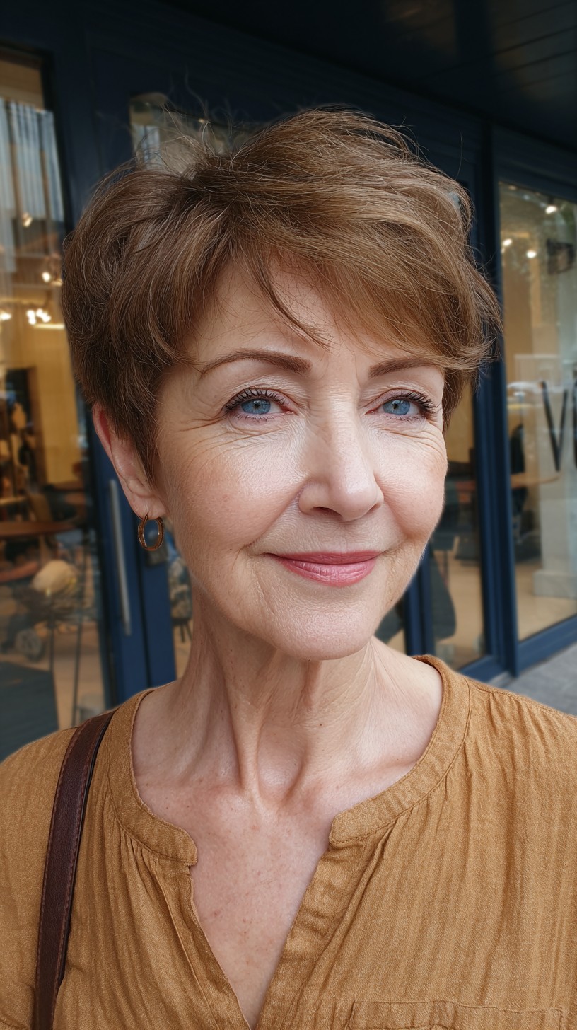 Brushed Bronde Pixie with Lifted Crown and Side Sweep