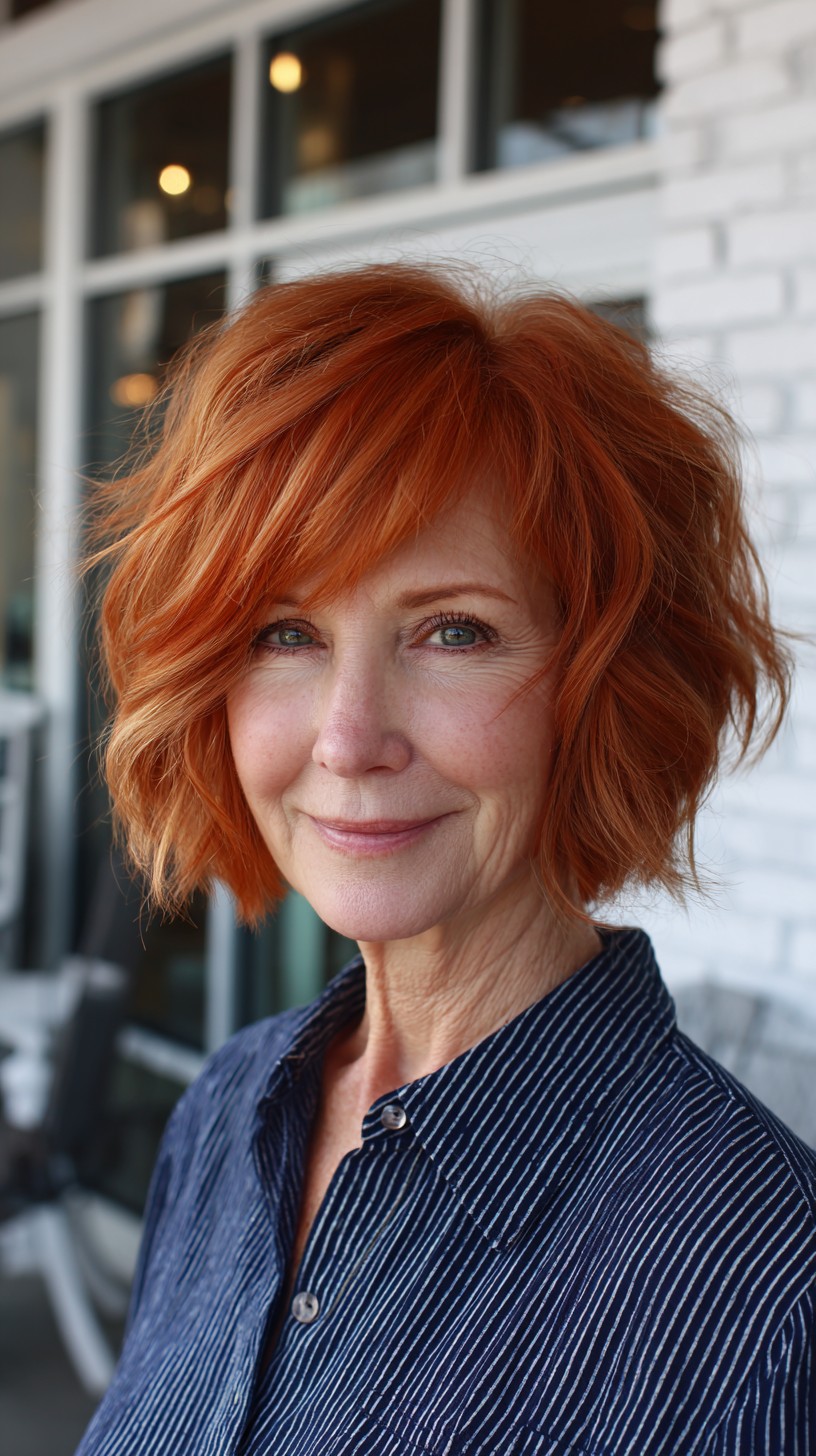 Chin-Length Copper Shag with Soft Side Sweep