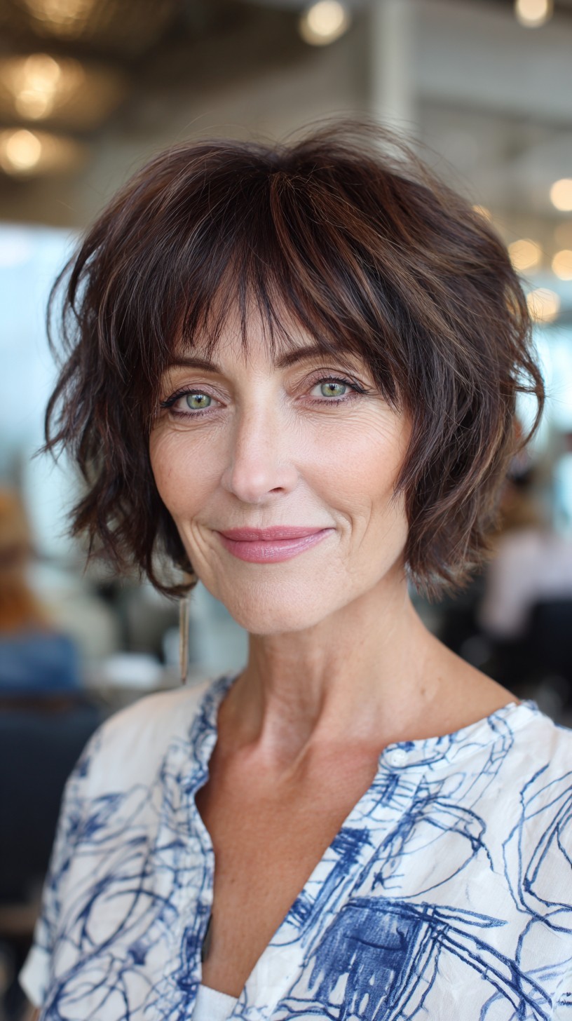 Choppy Chocolate Shag with Micro Fringe and Face-Framing Layers