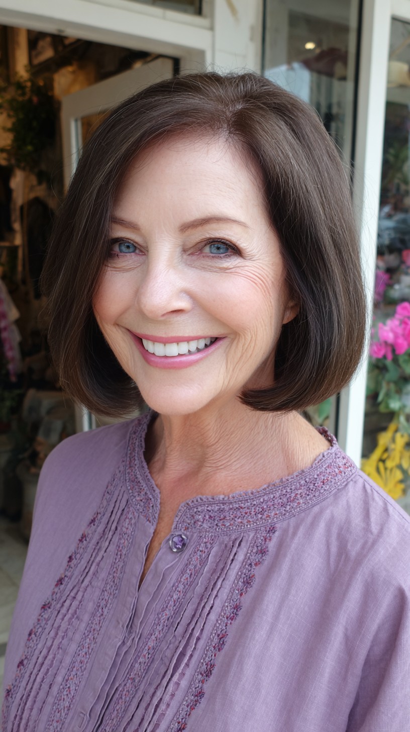Classic Chin-Length Rounded Bob with Soft Turned-Under Ends