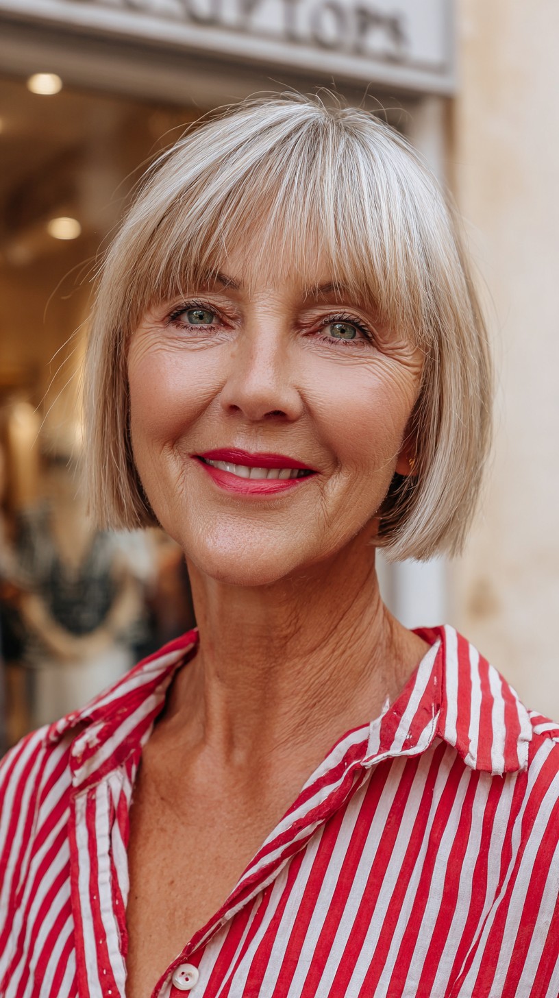 Crisp Chin-Length Blunt Bob with Wispy Micro-Bangs