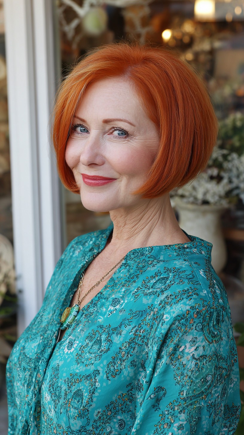Cropped Copper Rounded Bob with Tapered Nape