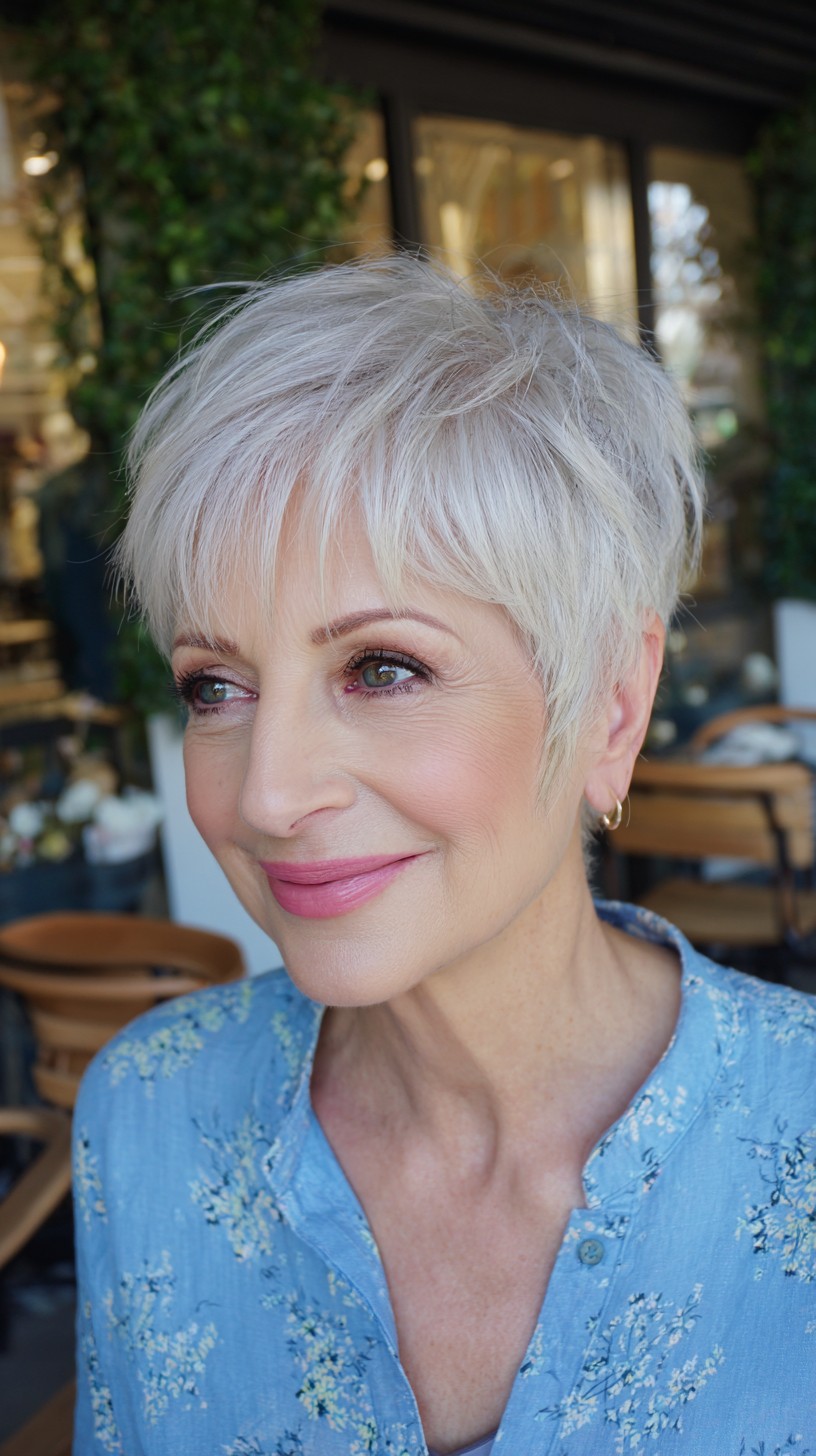 Feathered Icy Pixie with Soft Ear-Grazing Sideburns