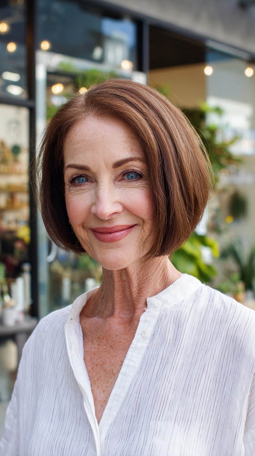 Polished Chin-Length Graduated Bob with Soft Face-Framing