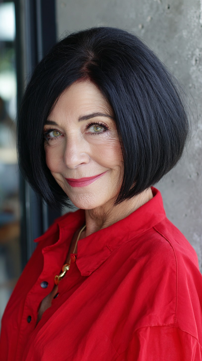 Rounded Graduated Chin-Length Bob with Soft Side Part