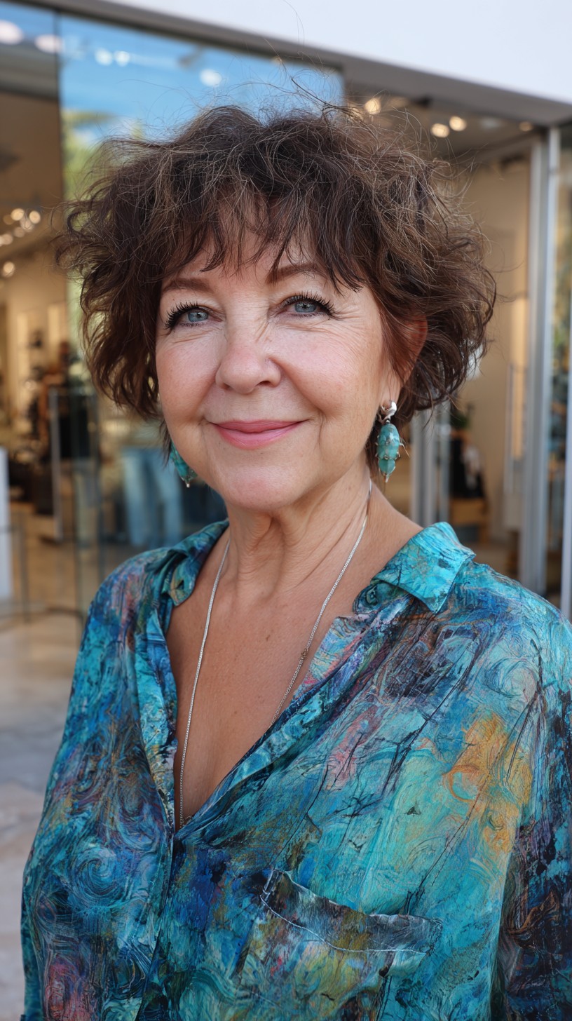 Salt-and-Pepper Textured Shaggy Chin-Length Bob with Soft Micro-Fringe