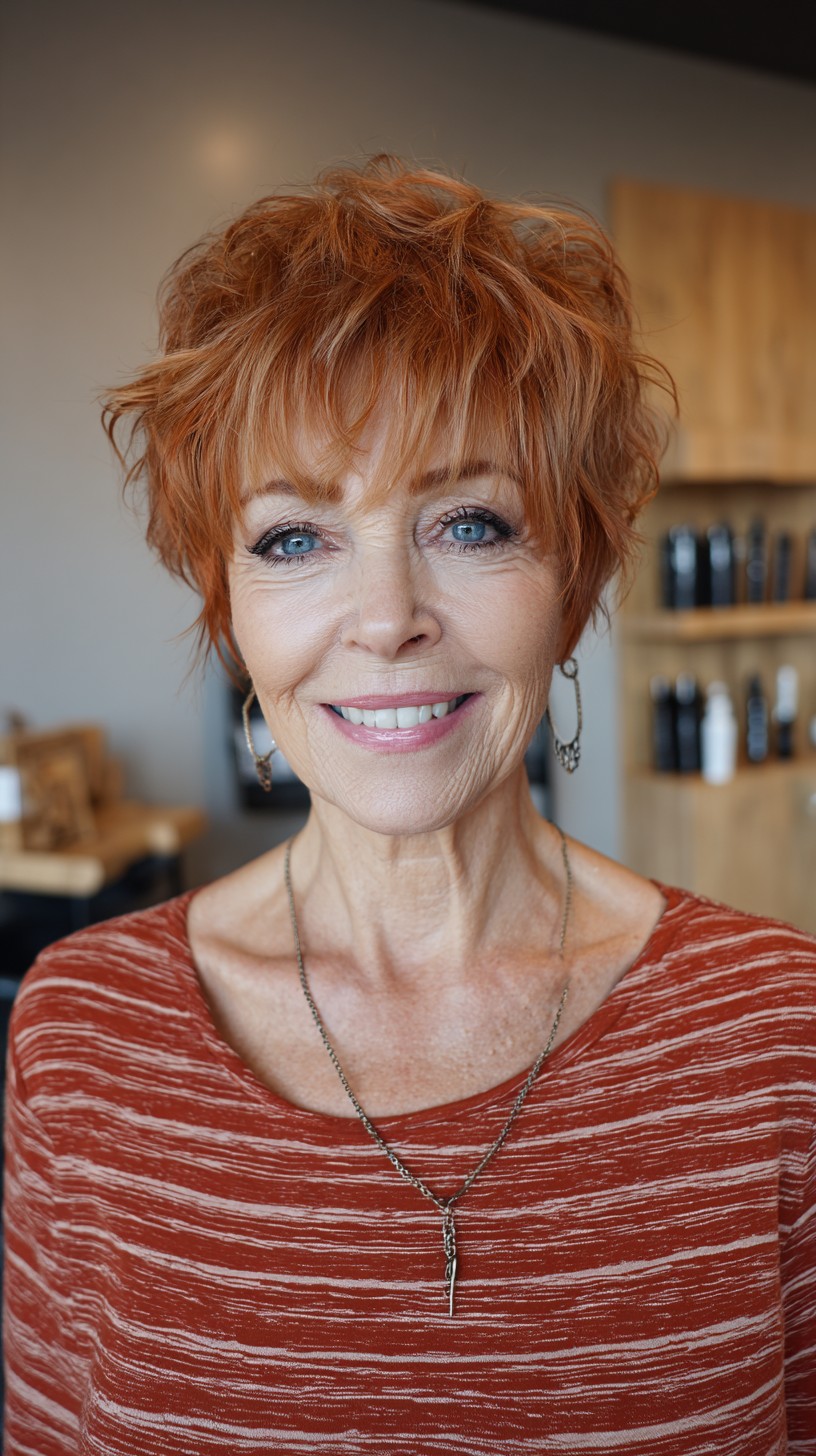 Shaggy Ginger Pixie with Airy Crown Texture
