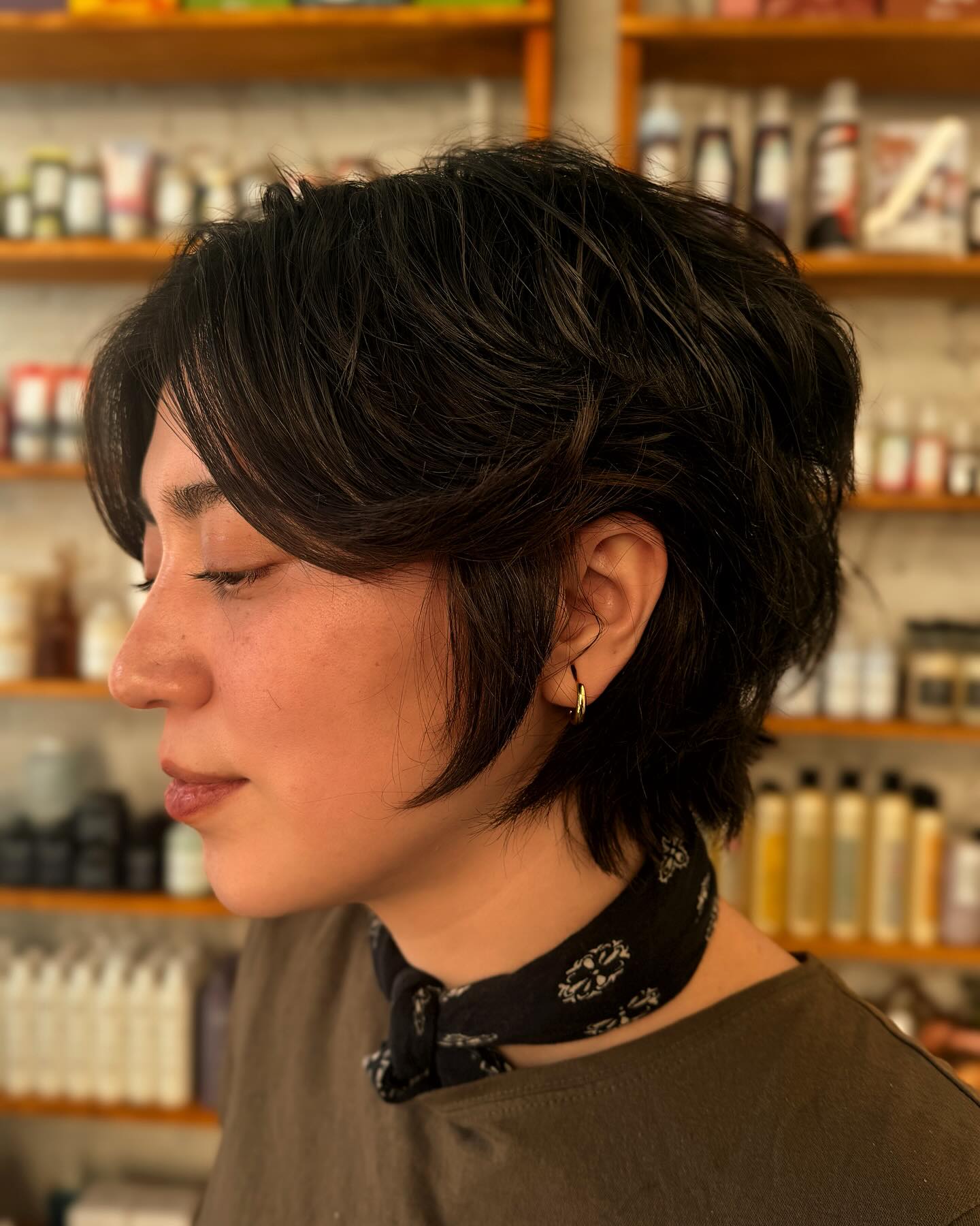 Short Layered Shag with Ear-Grazing Tendrils and Soft Side-Swept Fringe