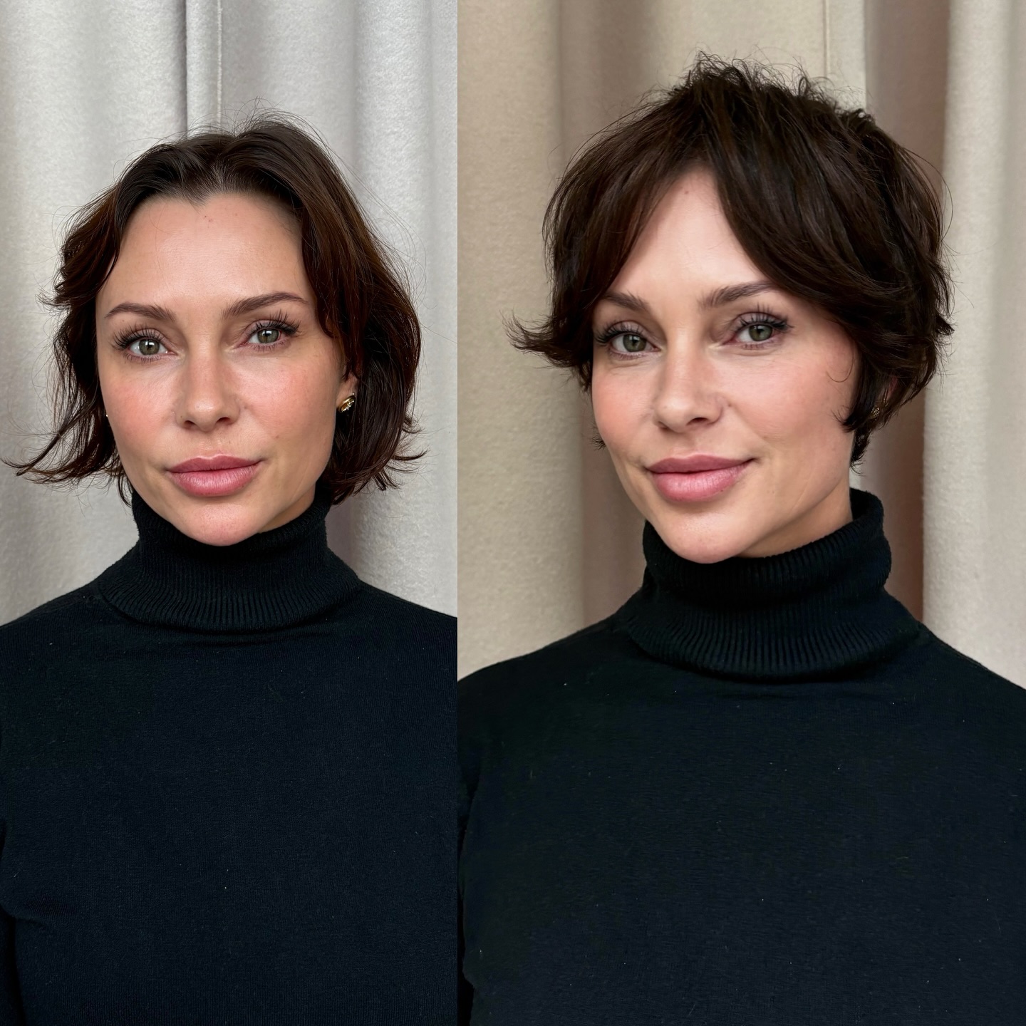 Short Tousled Brunette Pixie-Bob with Soft Face-Framing Layers