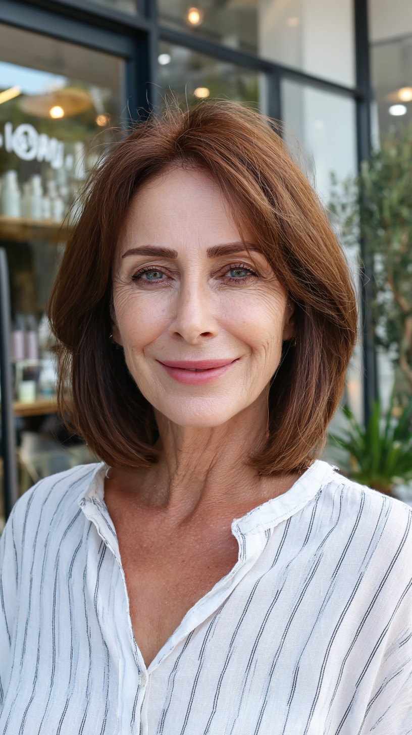 Soft Layered Collarbone Bob with Curtain Face-Framing
