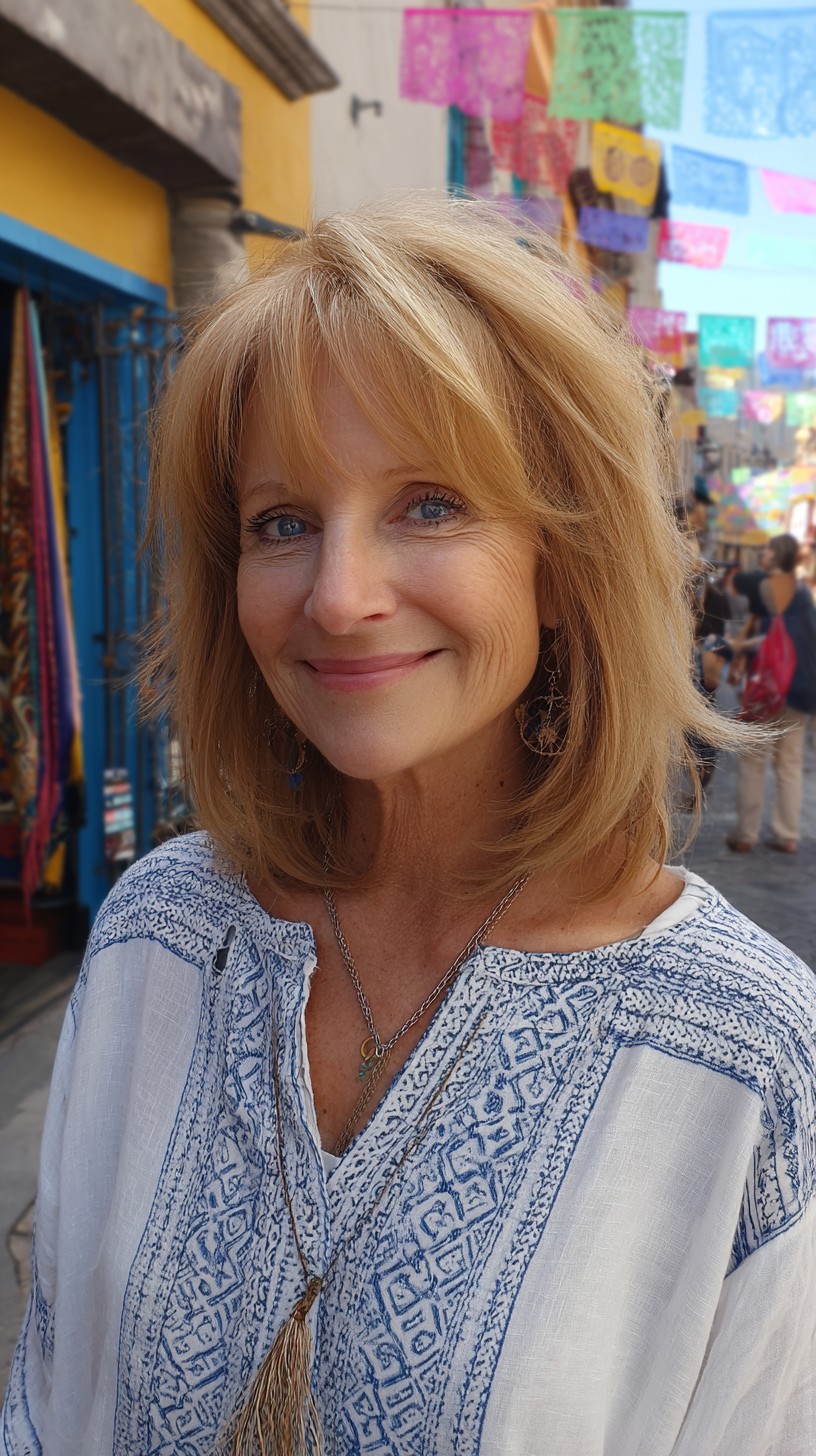 Soft Shoulder-Length Layered Cut with Wispy Fringe