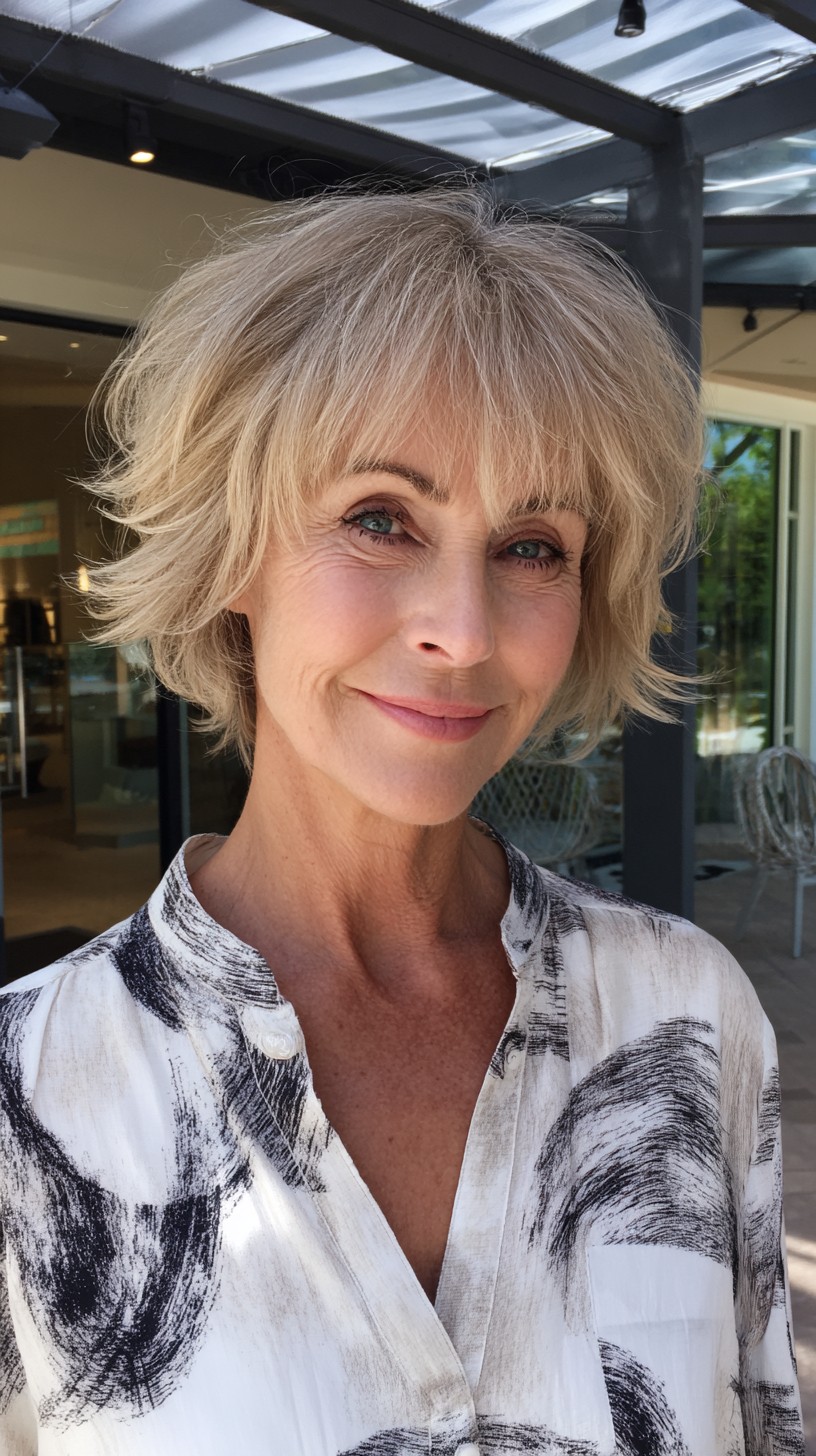Soft Silver Layered Shag with Airy Feathered Fringe