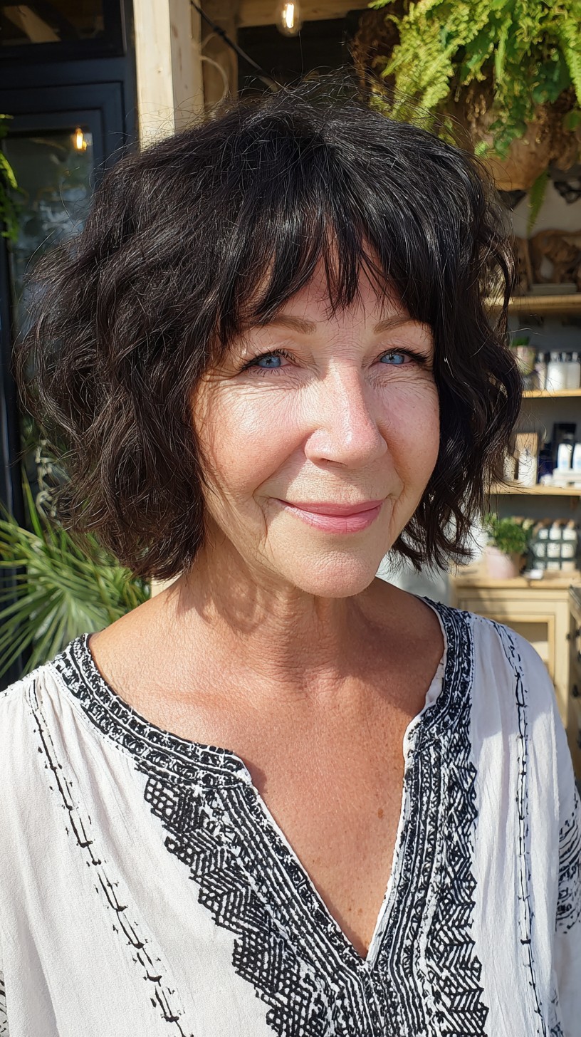 Textured Chin-Length Shag Bob with Feathered Fringe