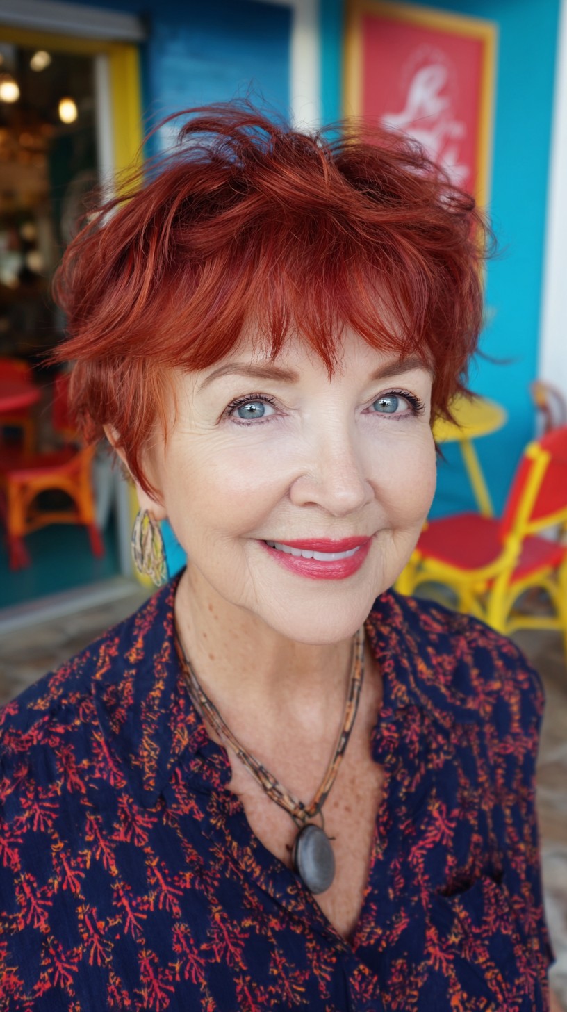 Textured Copper Pixie with Feathered Fringe