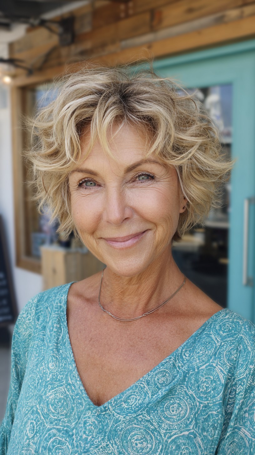 Tousled Blonde Layered Bob with Soft Curtain Fringe