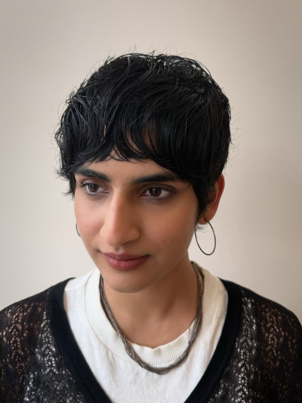 Tousled Textured Pixie with Feathered Micro-Bangs