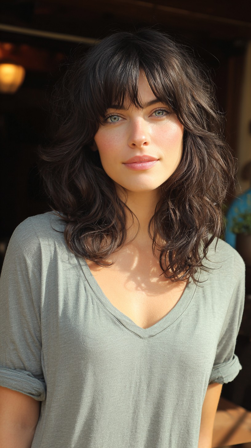 Layered Shoulder-Length Shag with Airy Separated Fringe