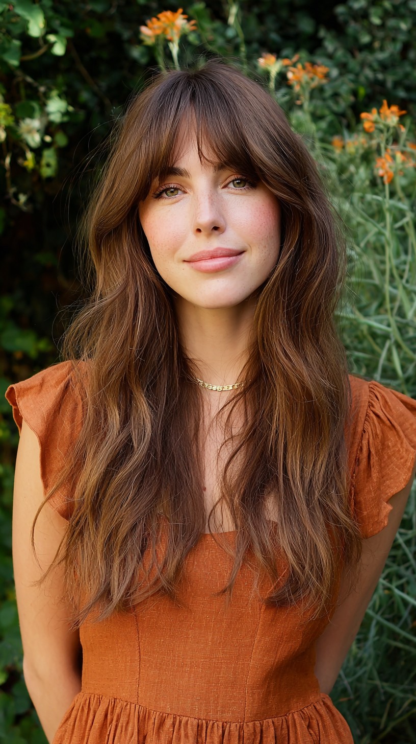 Long Soft Chocolate Layers with Wispy Center Fringe