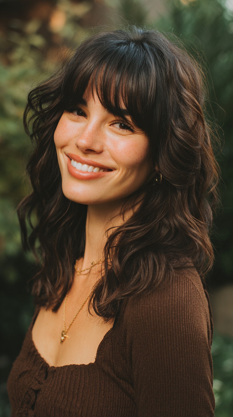 Textured Mid-Length Waves with Short Wispy Fringe
