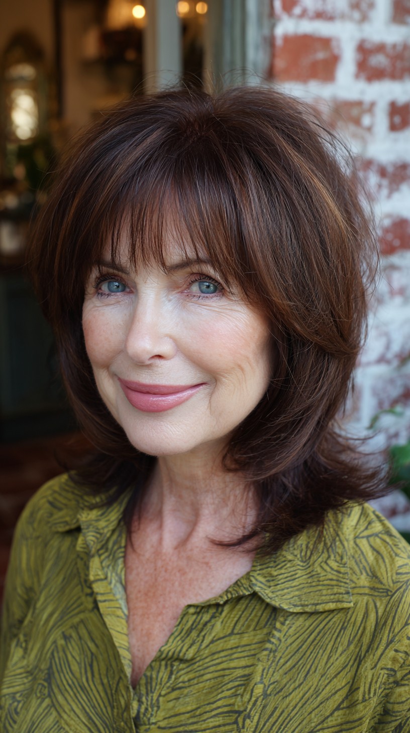 Chestnut Feathered Medium Shag with Soft See-Through Fringe