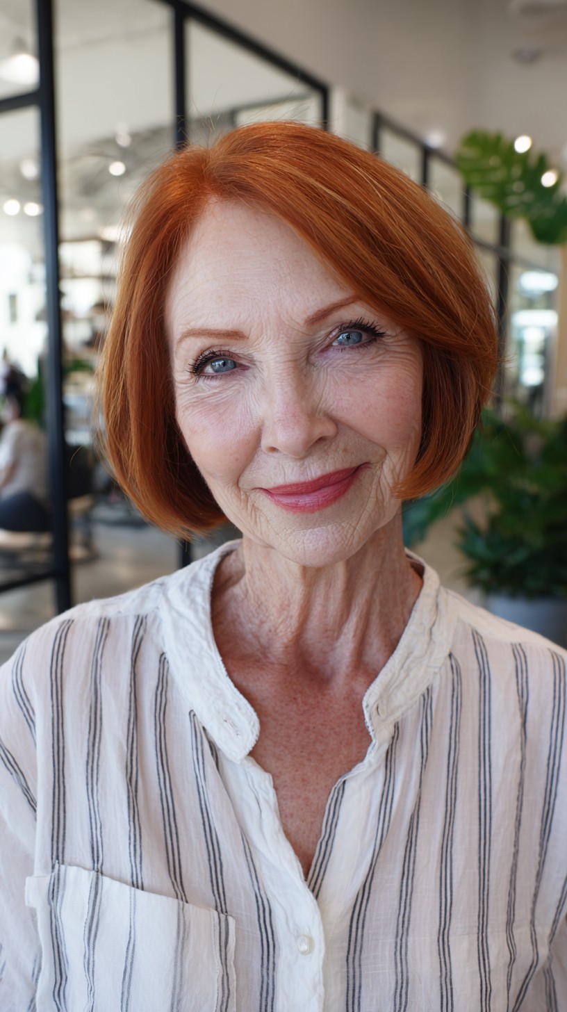Copper Rounded Jaw-Length Bob with Subtle Interior Graduation
