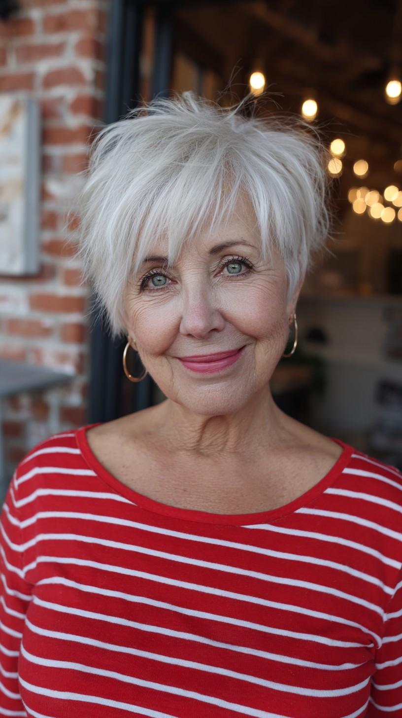 Cropped Silver Choppy Shag with Lifted Crown