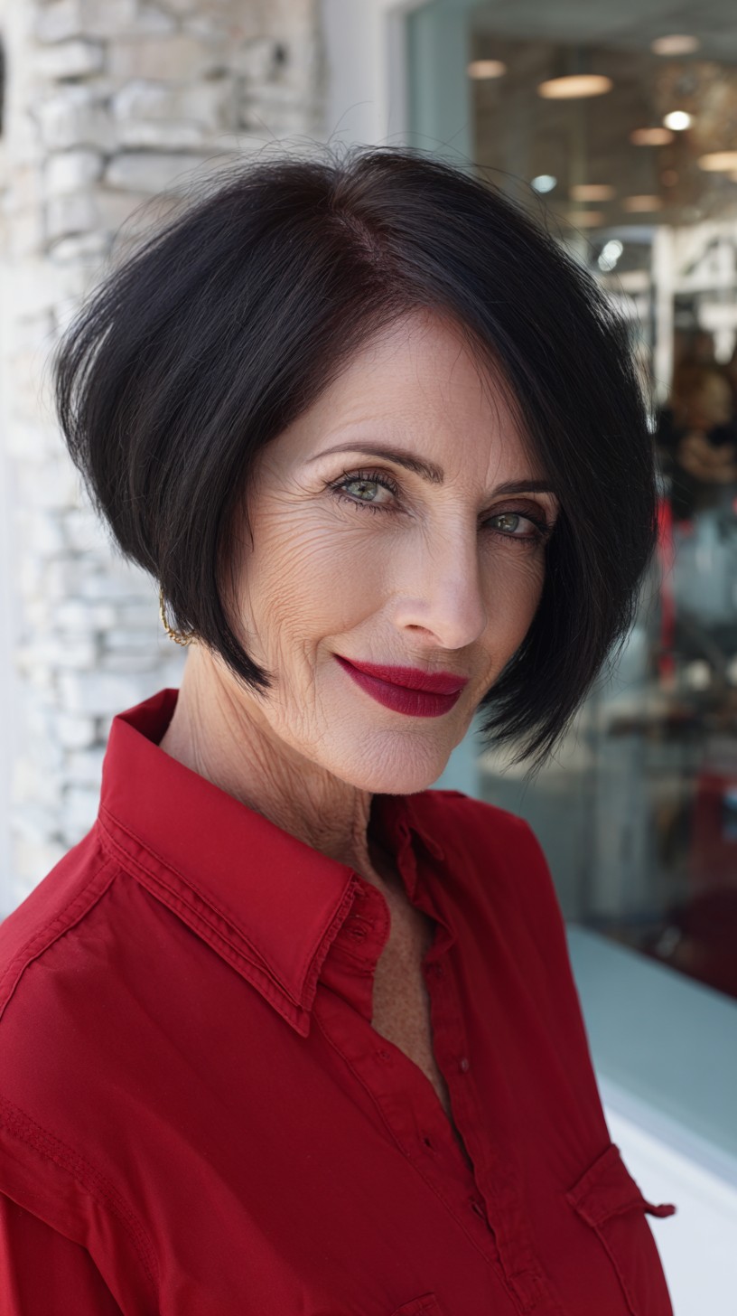 Deep Side-Part A-Line Chin-Length Bob with Subtle Root Warmth