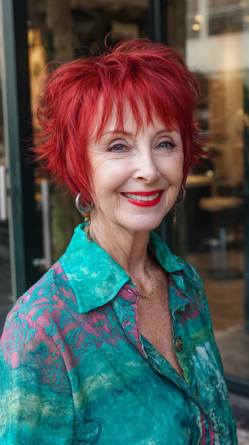 Fiery Piecey Pixie-Shag with Feathered Fringe