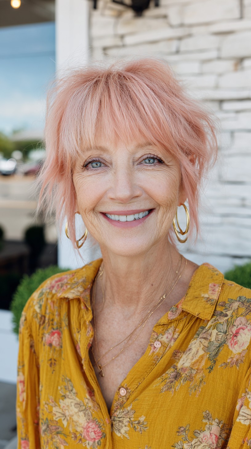 Pastel Peach Layered Pixie-Bob with Feathered Fringe