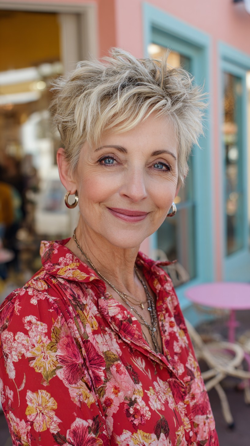 Platinum Textured Short Shag with Wispy Side Fringe