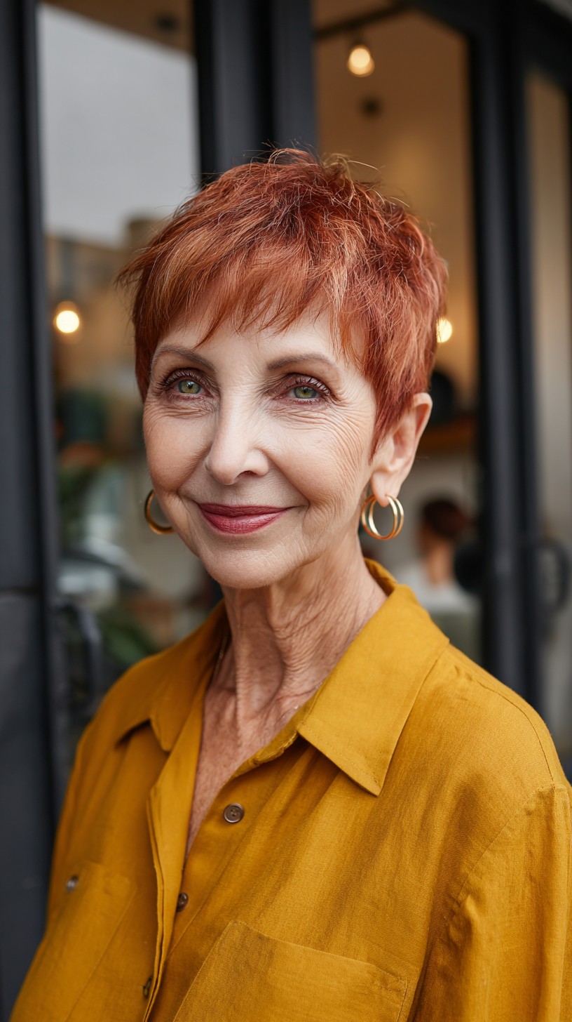 Razor-Textured Copper Pixie with Soft Micro-Fringe