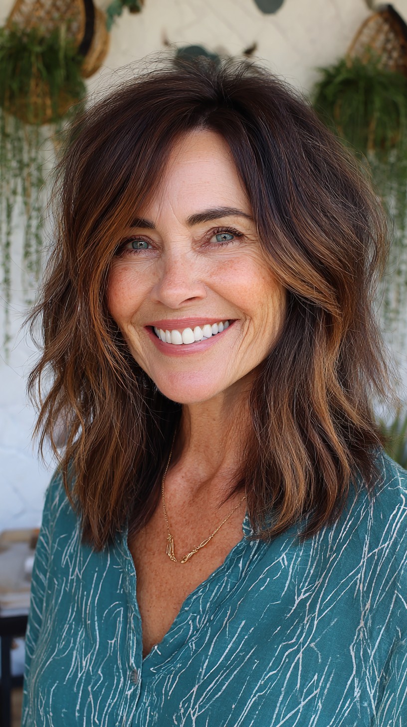 Root-Softened Chestnut Mid Shag with Face-Framing Layers