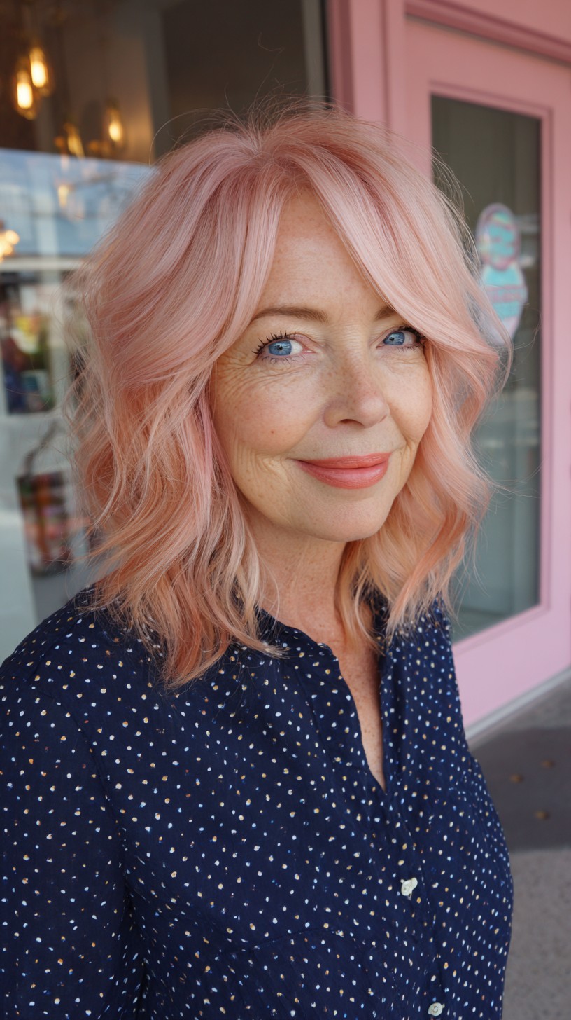Rose-Petal Shoulder-Length Shag with Face-Framing Curtain Layers