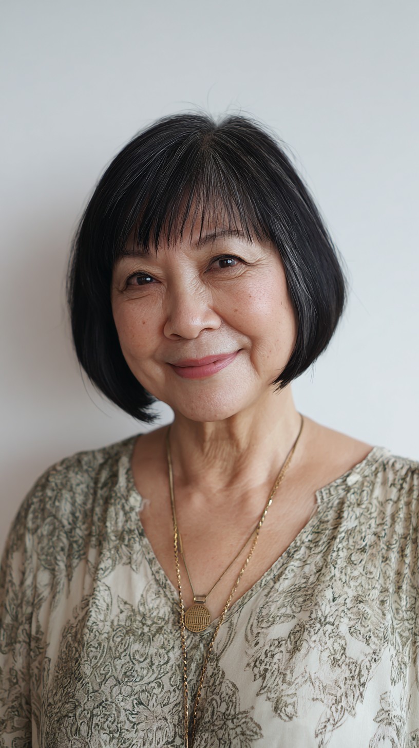 Sleek Chin-Grazing Bob with Wispy Micro-Bangs