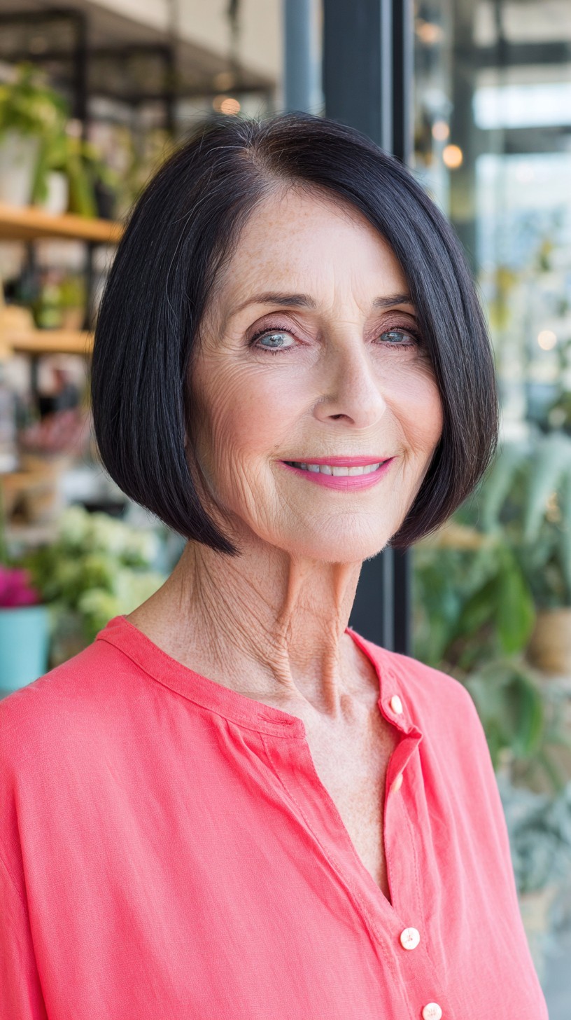 Sleek Chin-Skimming Blunt Bob with Deep Side Part