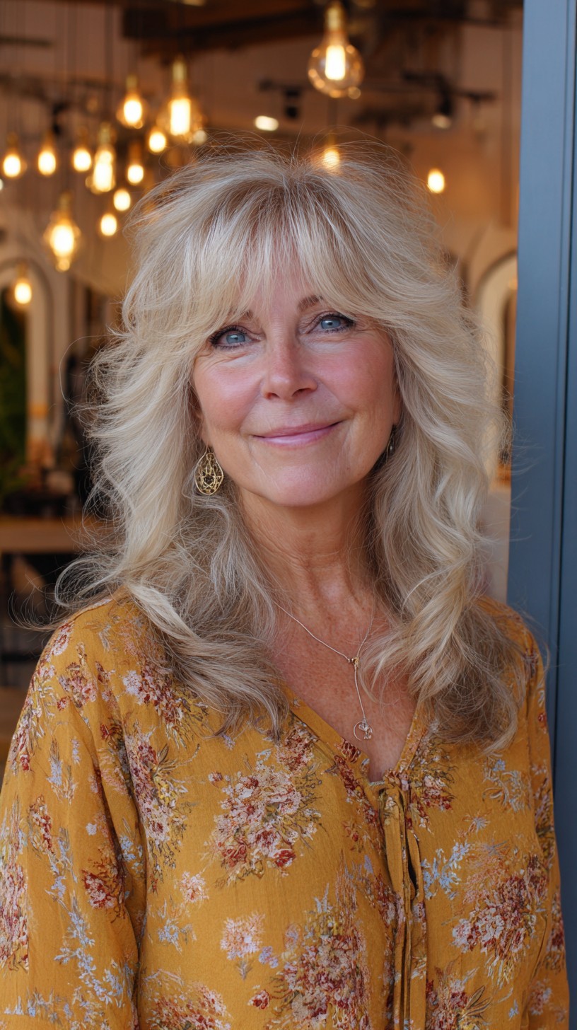 Soft Silver-Shaded Shag with Feathered Curtain Fringe