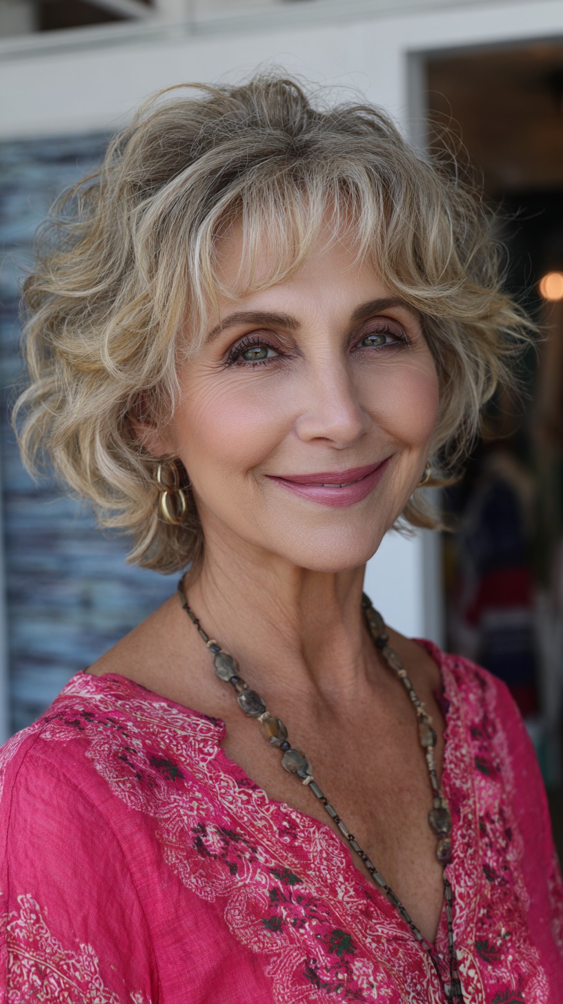 Soft Silver Wispy Shag with Face-Framing Fringe