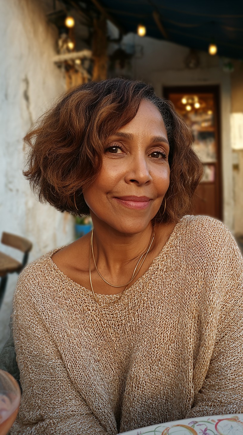 Soft Wavy Jaw-Grazing Bob with Warm Brown Lowlights