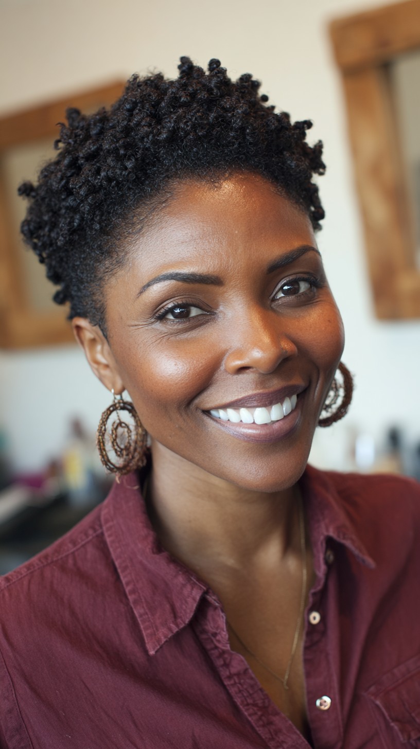 Tapered Curly Pixie with High-Defined Finger Coils