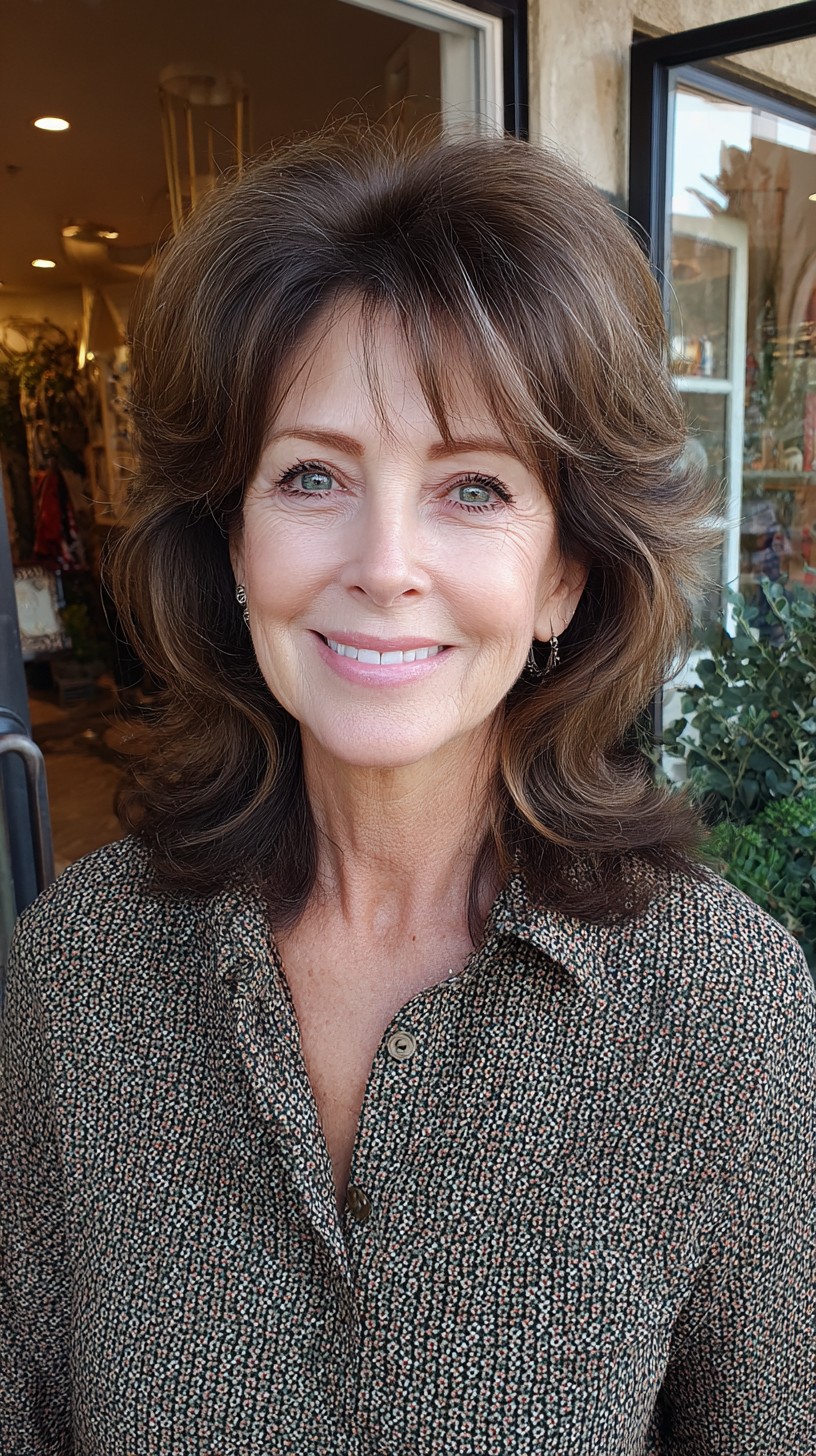 Voluminous Mid-Length Feathered Shag with Curtain Fringe
