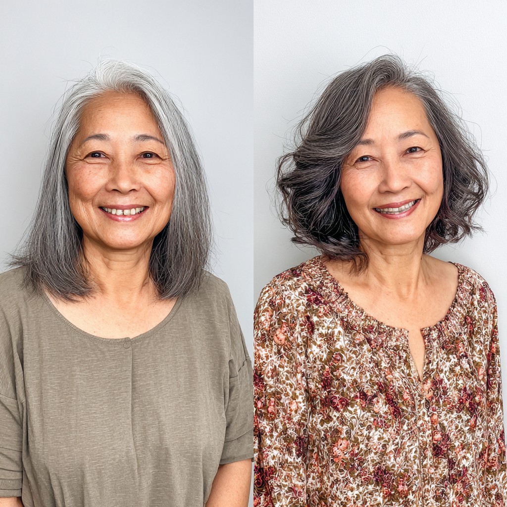 Bouncy Chin-Length Layered Bob with Deep Side Pivot and Feathered Ends