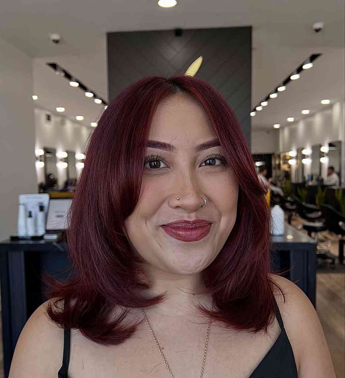 Burgundy Lob with Soft Layers