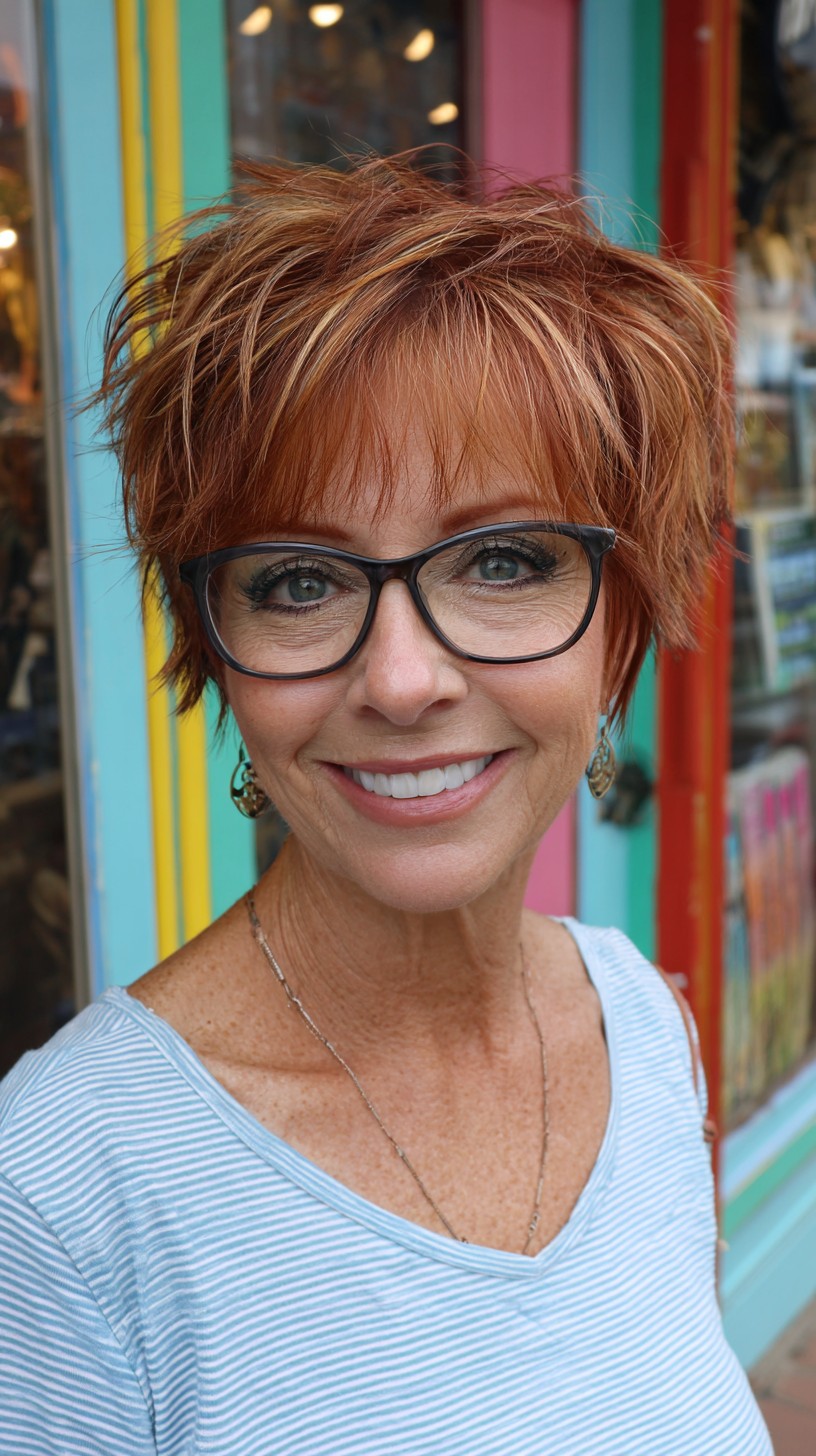 Choppy Copper Pixie with Lifted Textured Crown