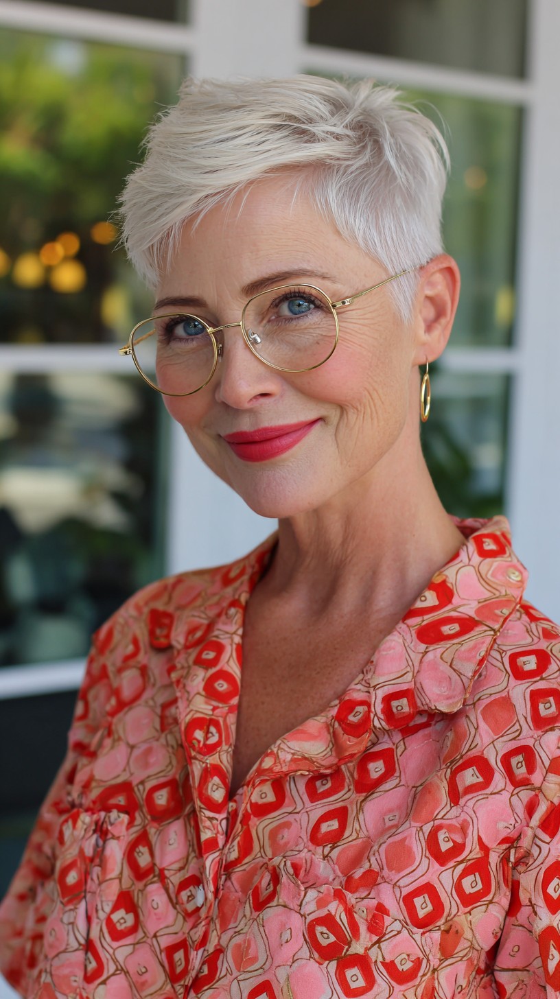 Cropped Silver Pixie with Feathered Top and Tapered Sides