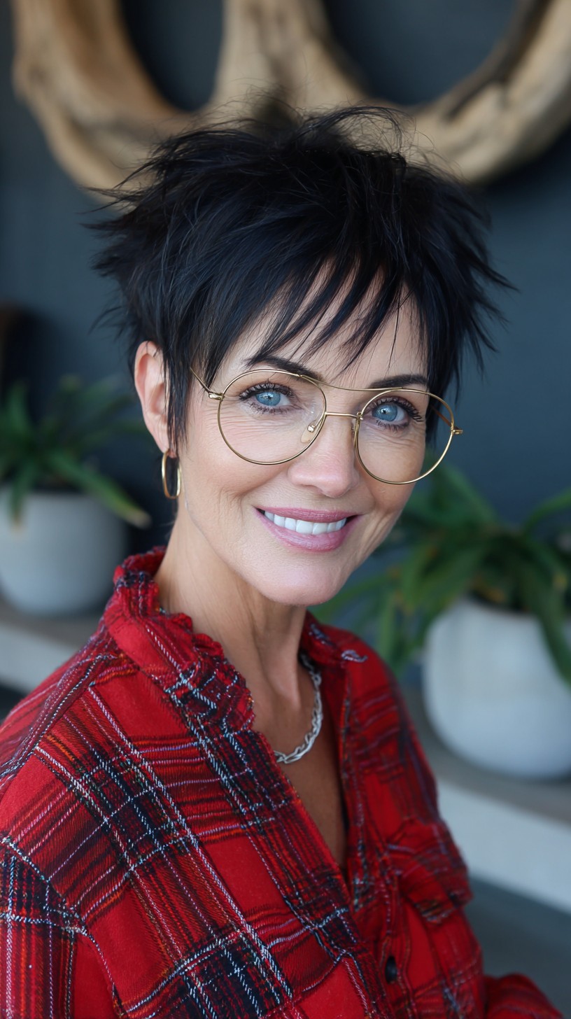 Edgy Micro-Textured Pixie with Glasses-Friendly Fringe