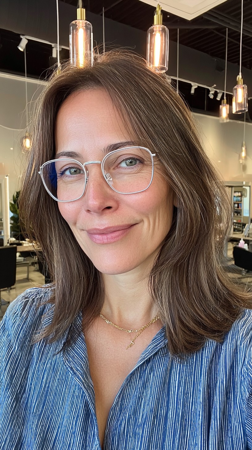 Mid-Length Face-Framing Layers with Soft Root Shadow