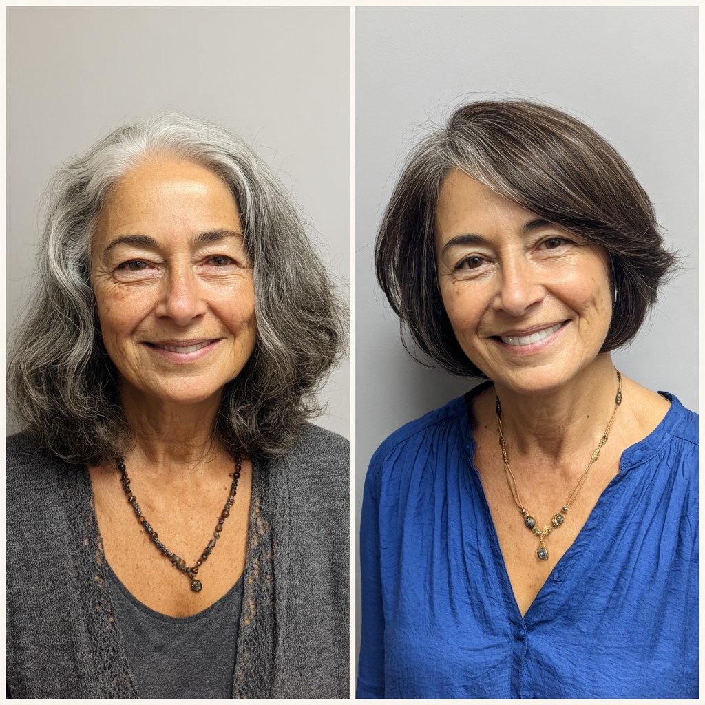 Rounded Chin-Length Bob with Soft Internal Layers and Root Shadow