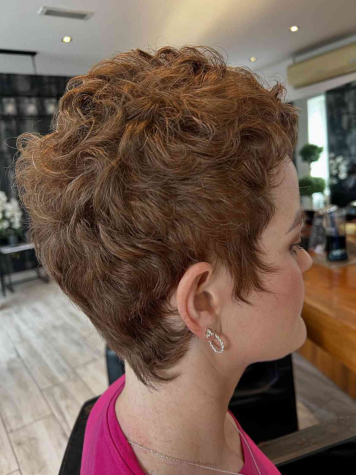 Short Curly Layered Pixie Cut